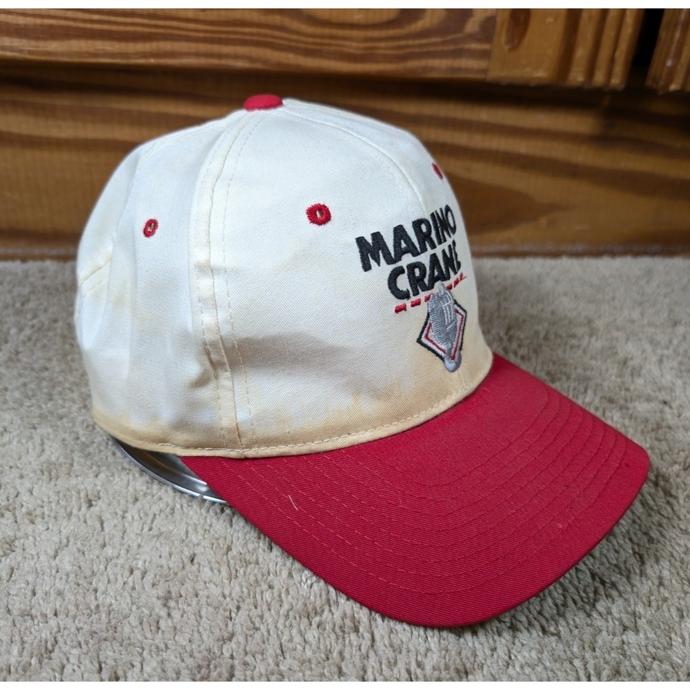 Vintage Marino Crane Hat Red White Snapback Yupoong READ‎